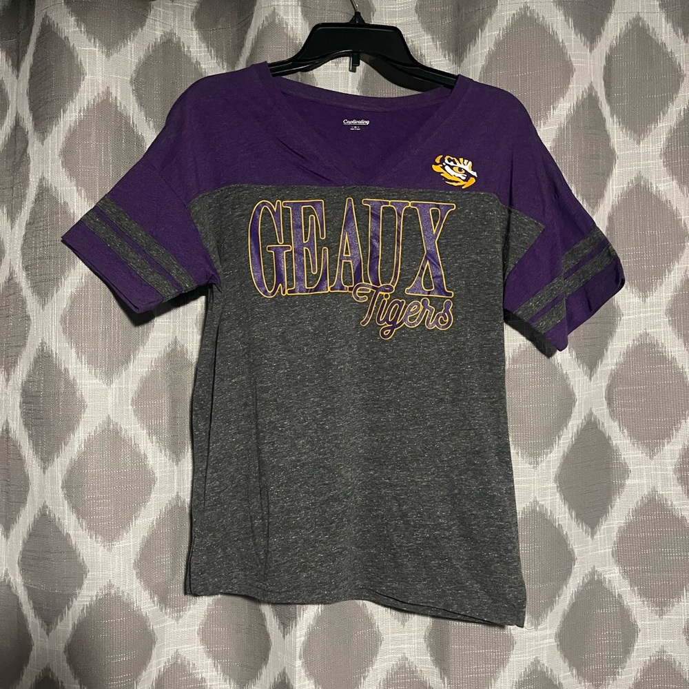 Purple and Gray LSU Geaux Tigers Tee